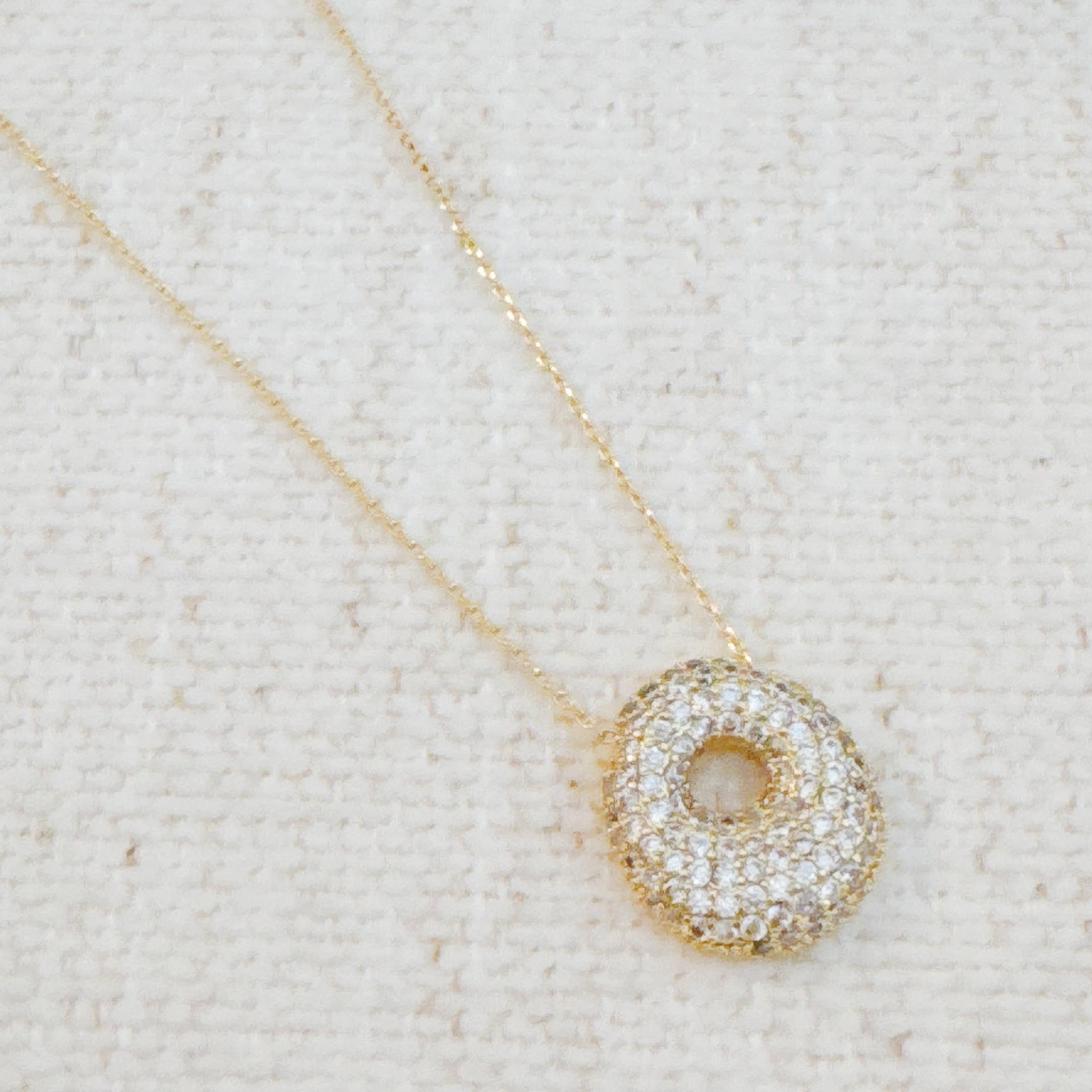 Crystal Bubble Initial Necklace: C