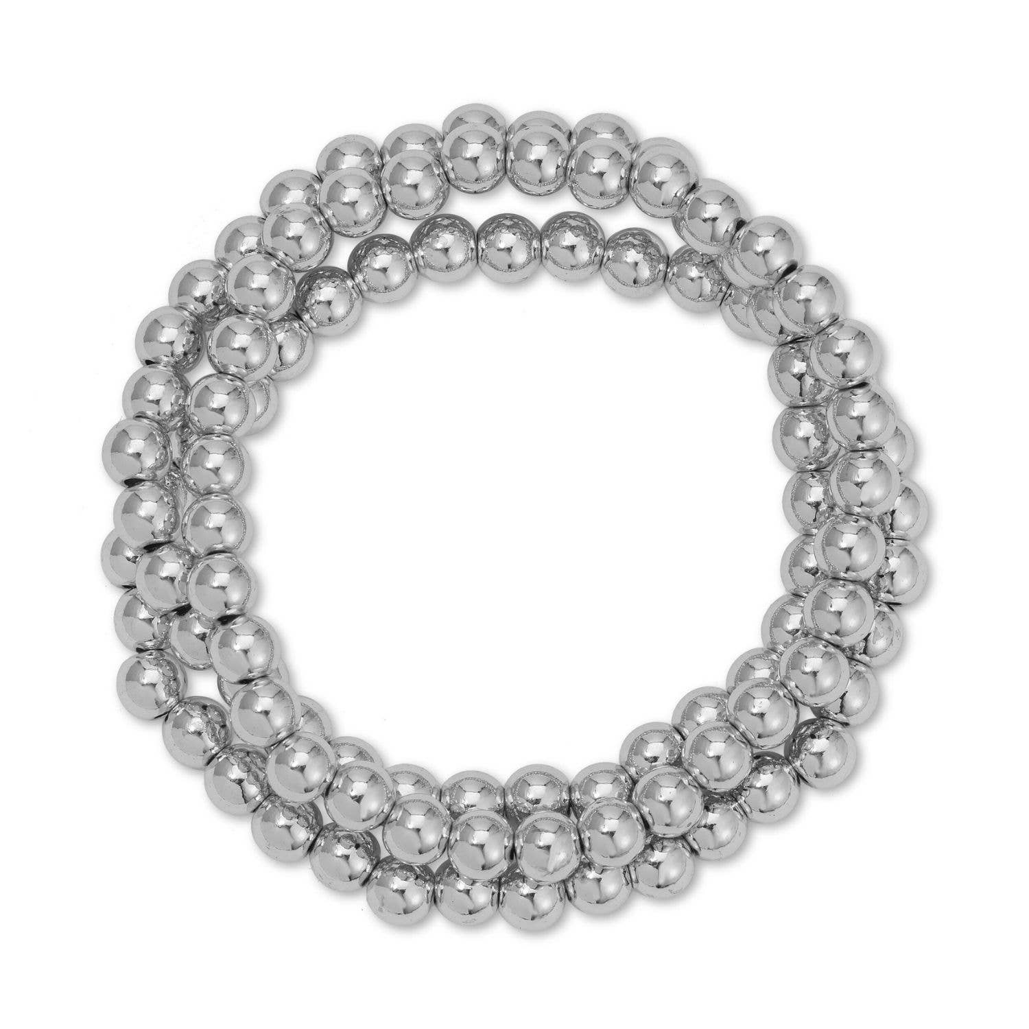Silver 6mm Beaded Bracelet