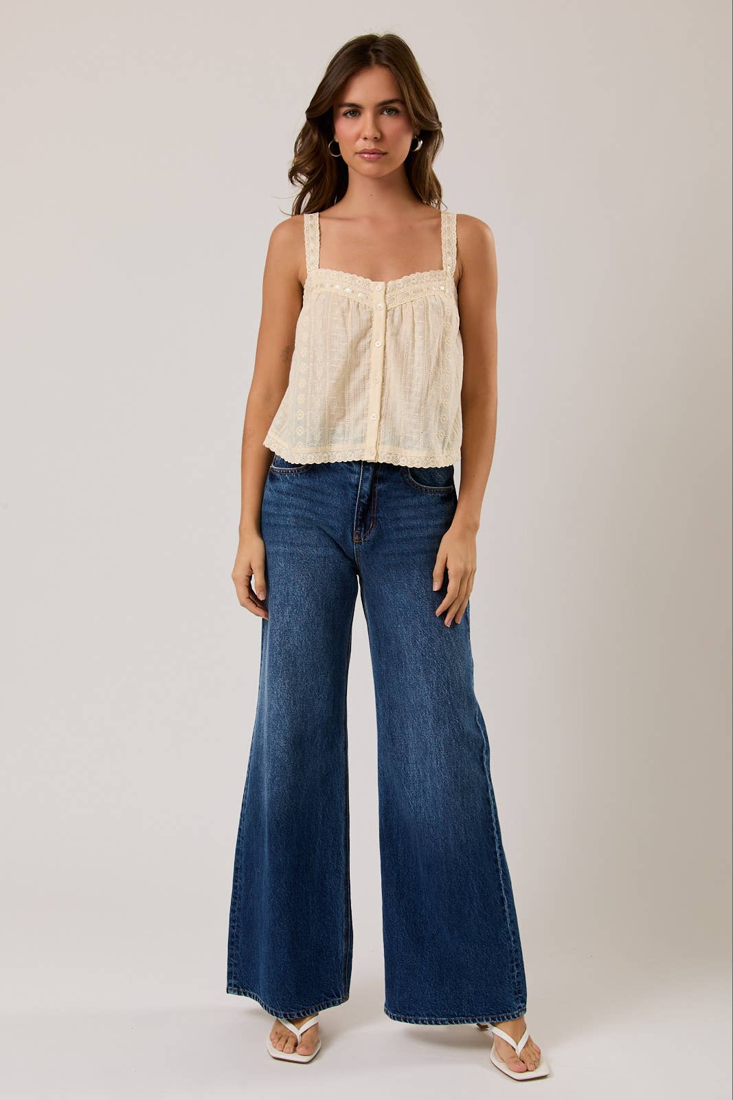 Light Yellow Eyelet Top