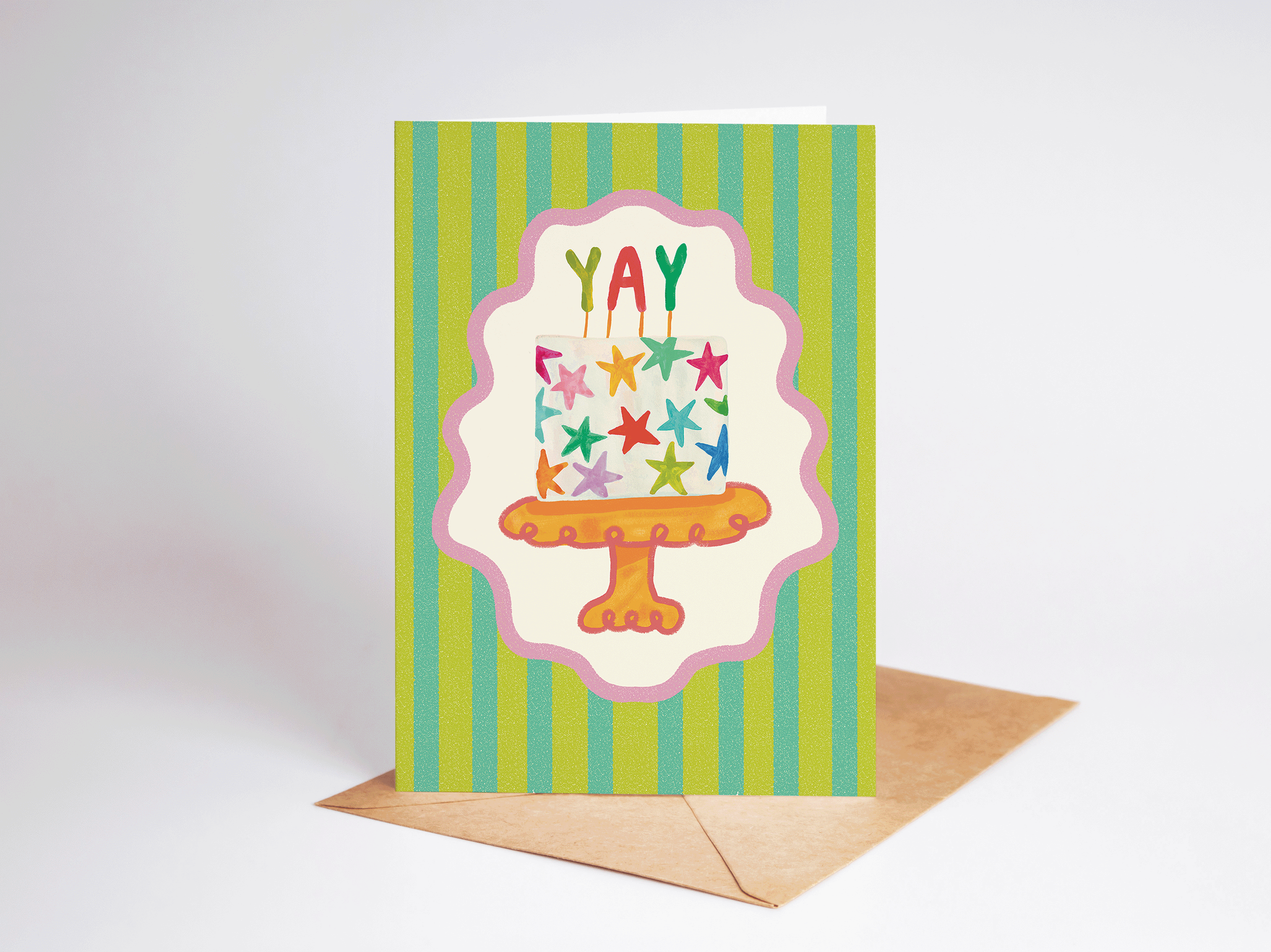 YAY Star Cake Celebration Congrats Cake Greeting Card
