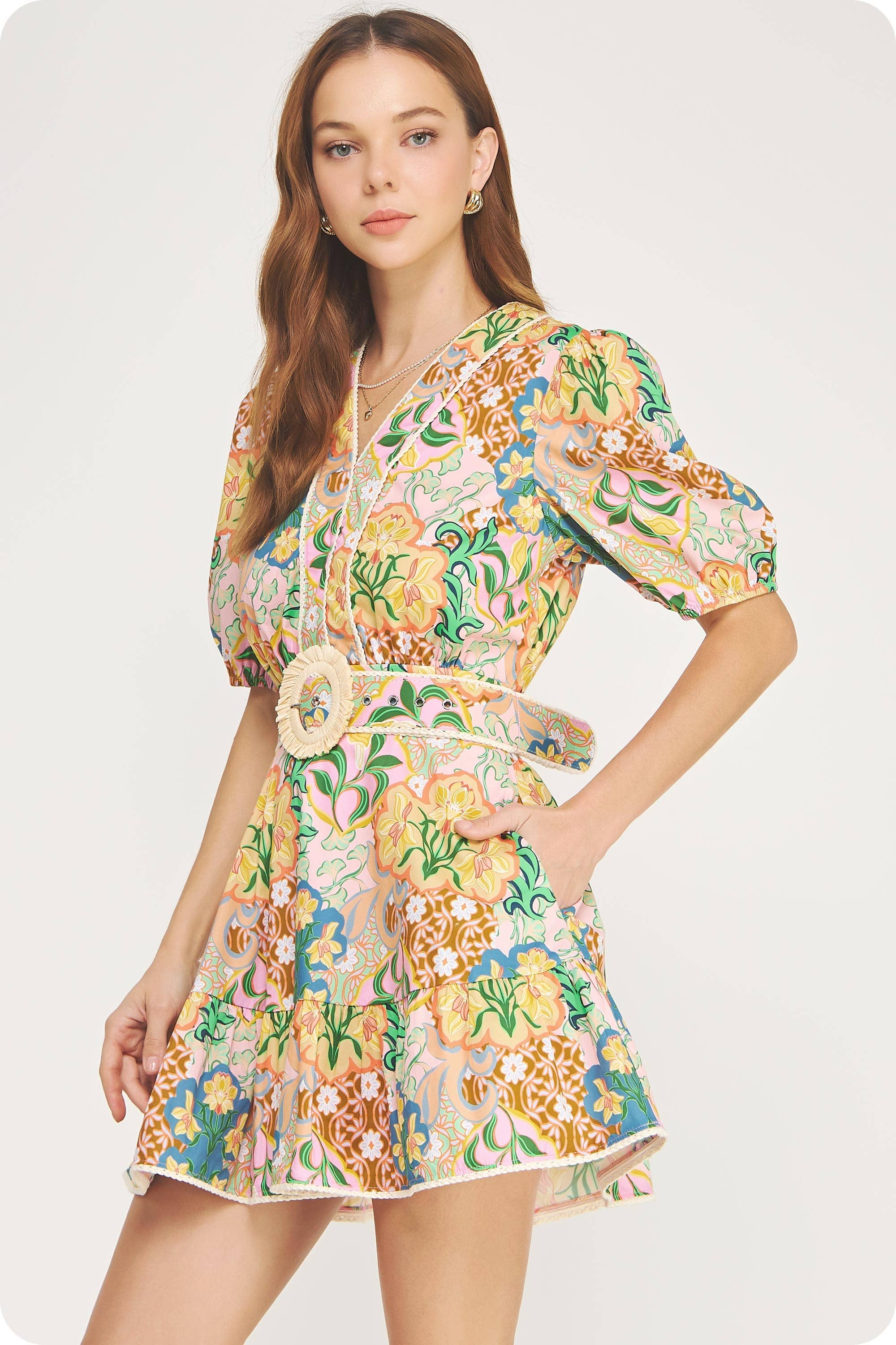 Garden Party Belted Mini Dress