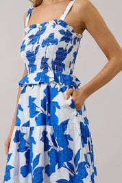 Blue Floral Lindsy Smocked Maxi Dress