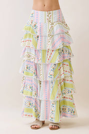 Floral Print Tiered Ruffle Maxi Top & Skirt Set