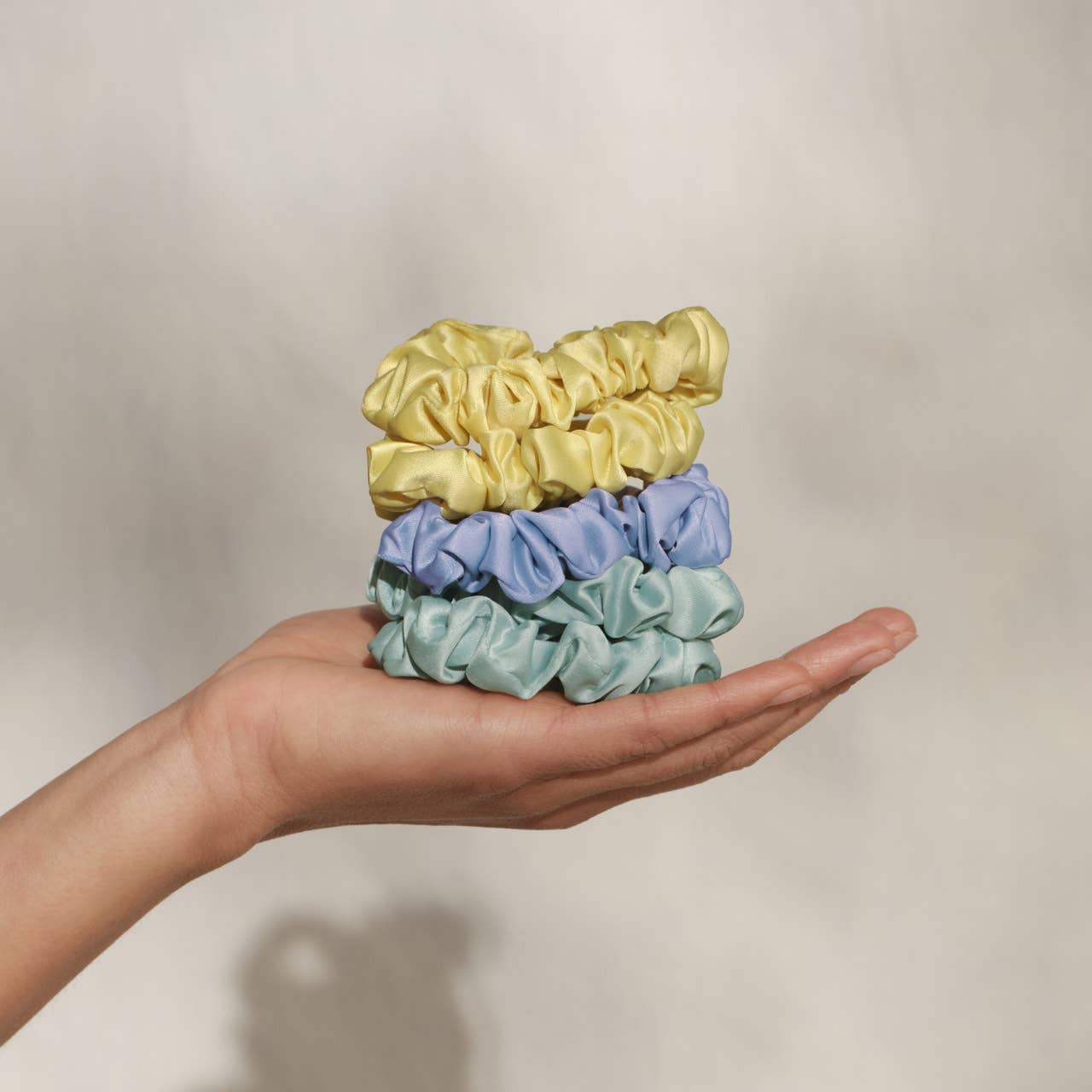 Pastel Ruched Satin Scrunchies