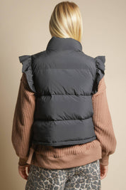 Black Front Bow Puffer Vest