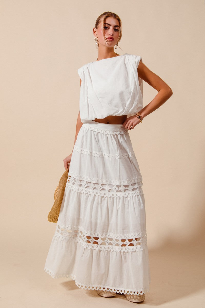 Sleeveless Crop Bubble Top & Skirt Set