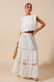 Sleeveless Crop Bubble Top & Skirt Set