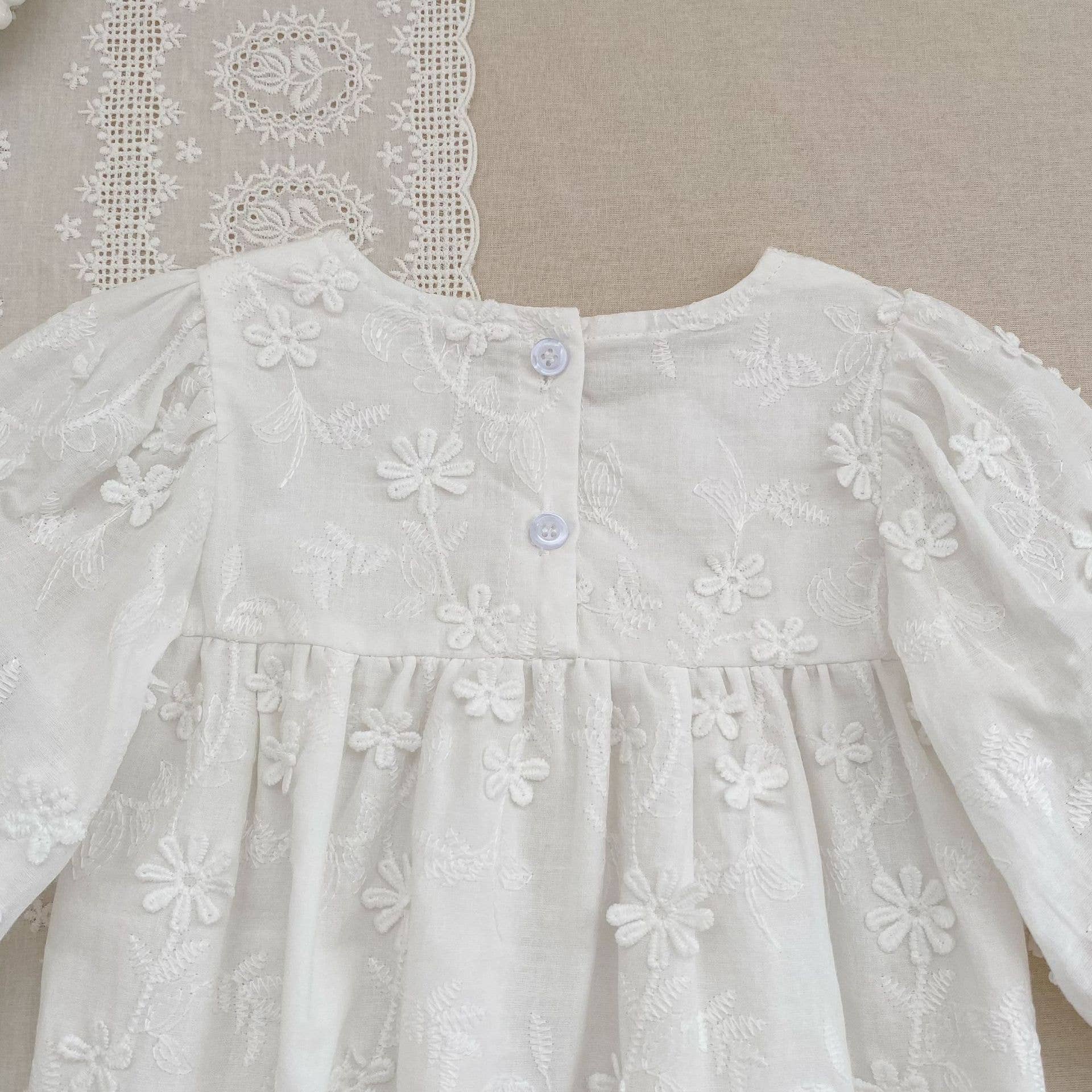 White Embroidered Baby Dress & Romper