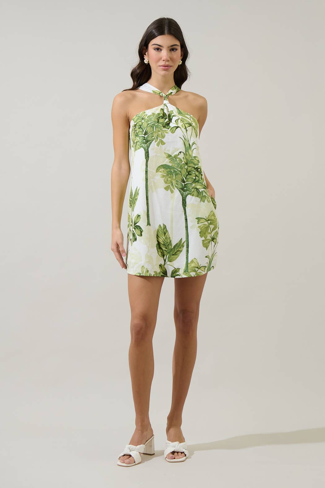 Palmet Tropical Amory Halter Mini Dress