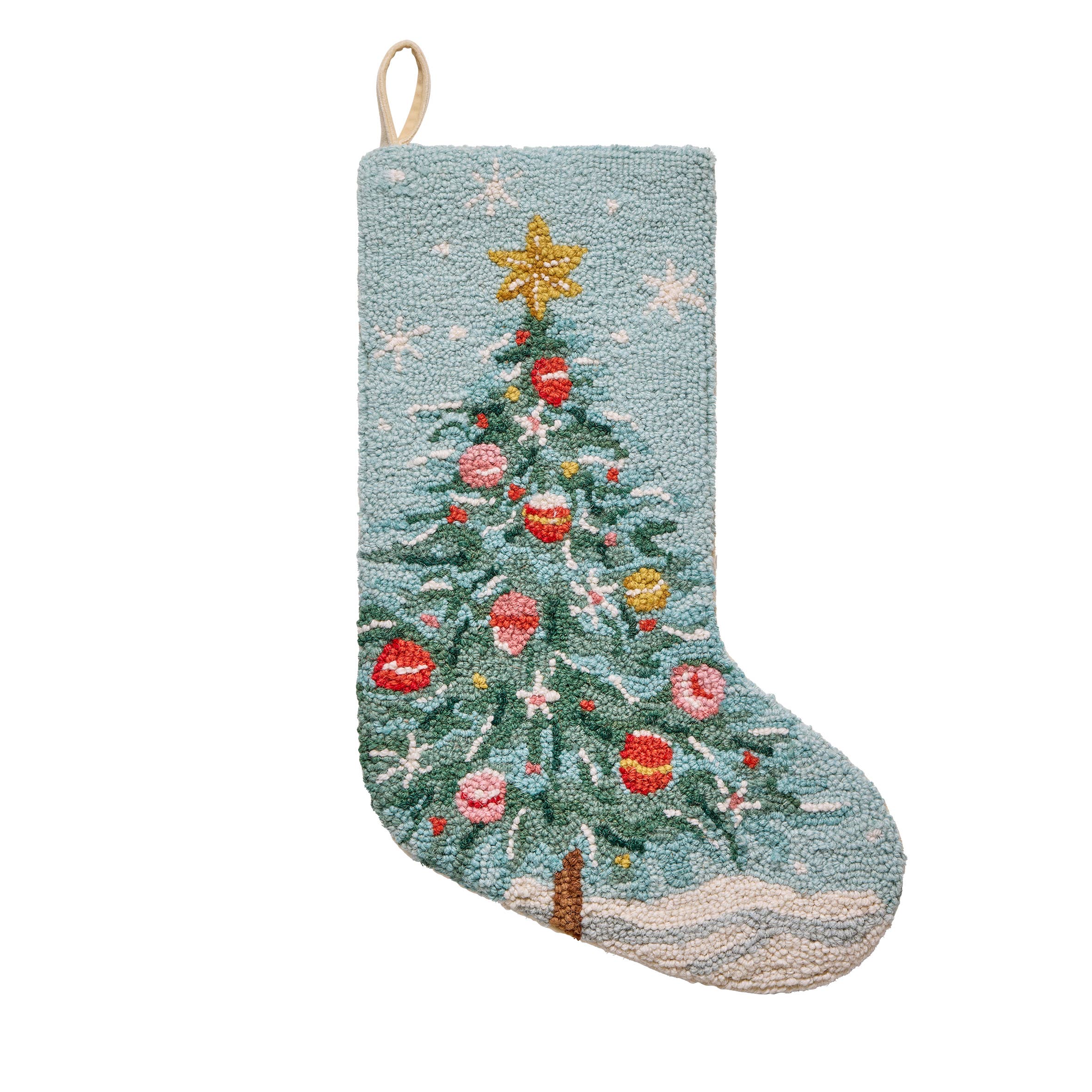 Light Blue Holiday Christmas Tree Hook Stocking