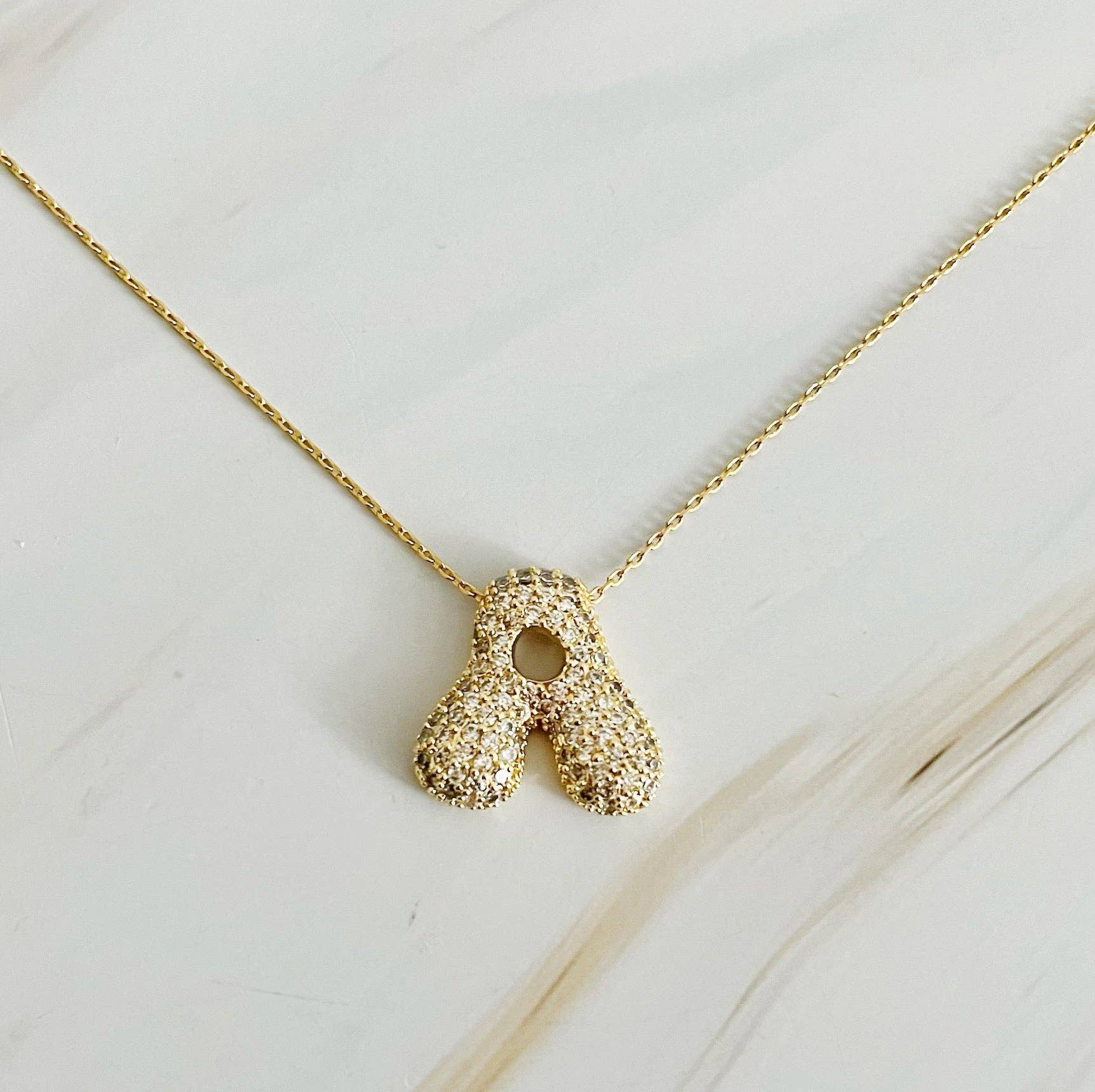 Crystal Bubble Initial Necklace: T