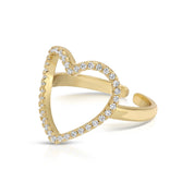 Pavé Heart Adjustable Ring: Gold