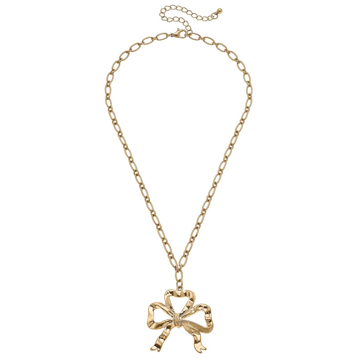 Greyson Bow Pendant Necklace in Worn Gold