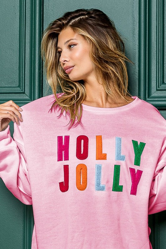 Pink Holly Jolly Sweatshirt