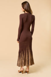 Brown Long Sleeve Maxi Dress