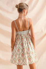 Mixed Floral Print Mini Dress