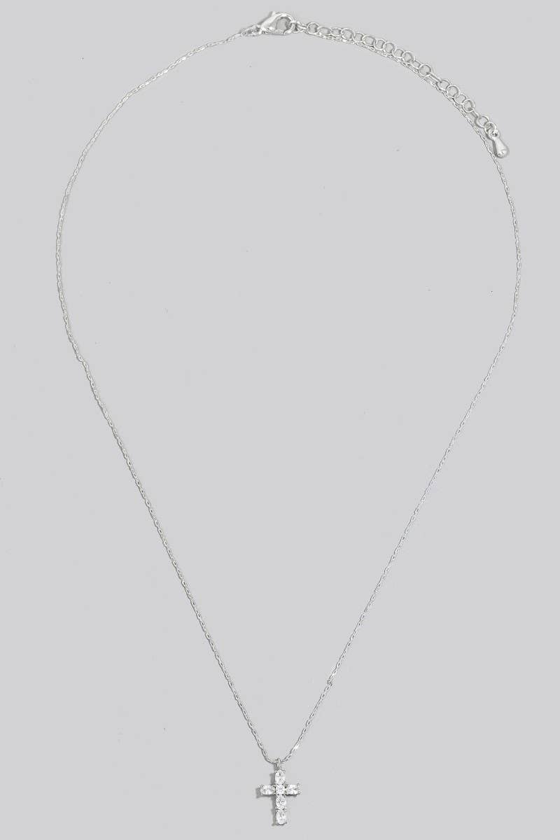 Gold Dipped Cz Cross Pendant Necklace
