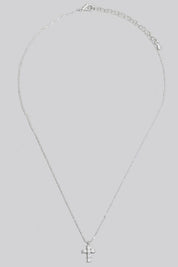 Gold Dipped Cz Cross Pendant Necklace