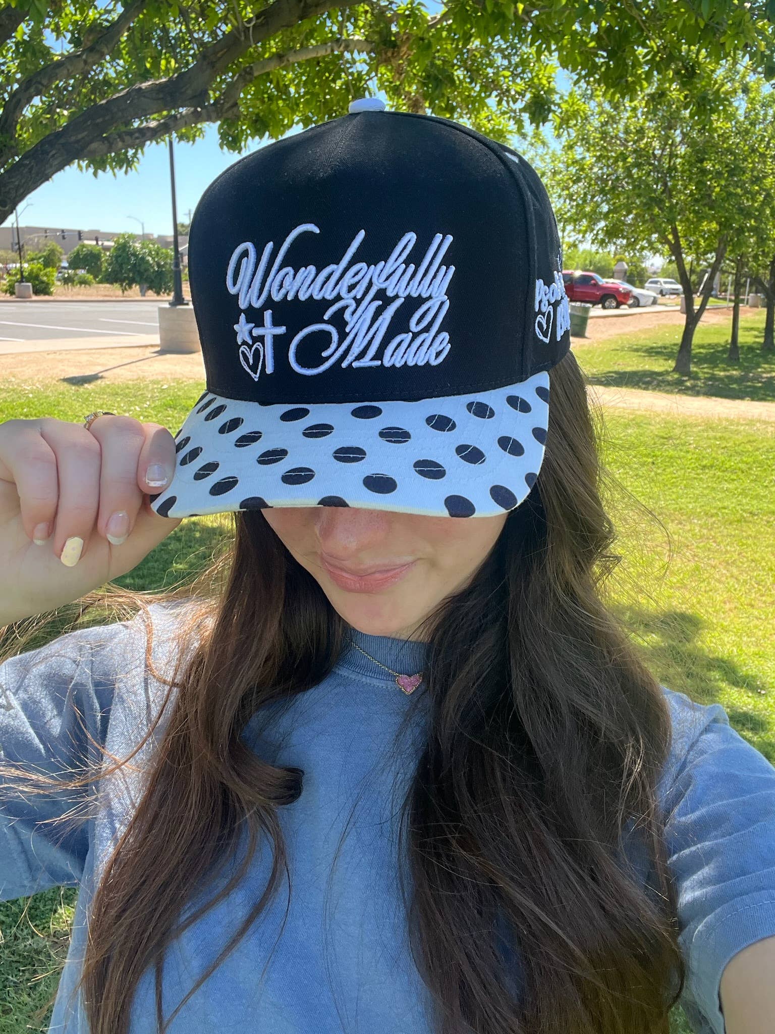 Black Polka Dot Wonderfully Made Hat