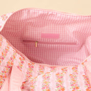 Pink Floral Quilted Duffel Bag