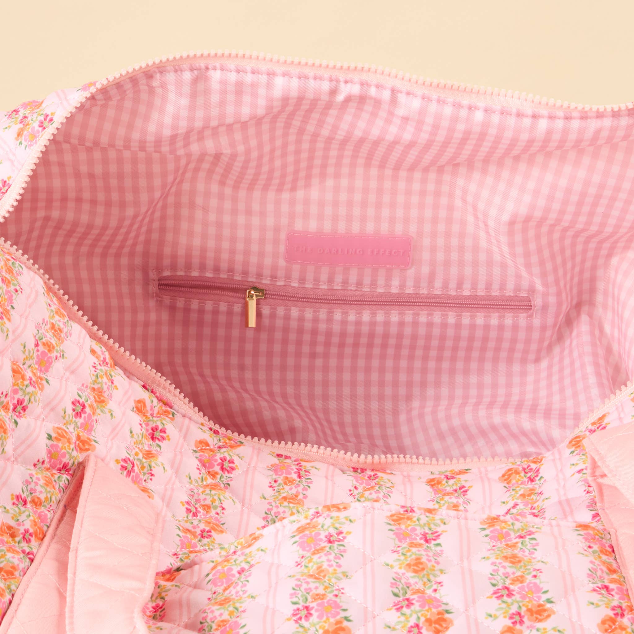 Pink Floral Quilted Duffel Bag