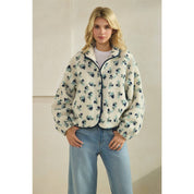 Printed Contrast Sherpa with Front Pockets