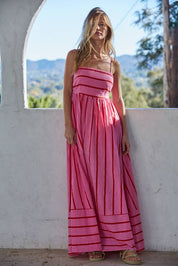 Striped Square Flare Midi Dress