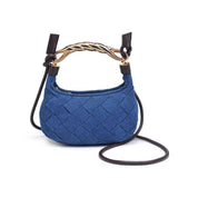 Blue Woven Denim Twist Handle Crossbody