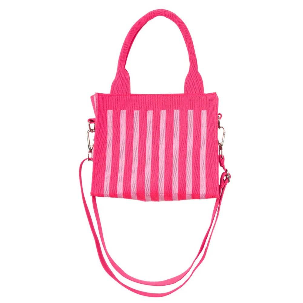 Hot Pink Striped Mini Tote Bag