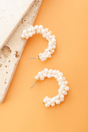PEARL BEADED  HOOP EARRINGS | 10E3060163: GOLD