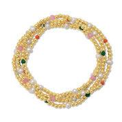 3mm Beaded Stretch Bracelet with Pearls and Crystals