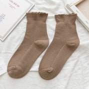 Light Brown Ruffled Tube Socks