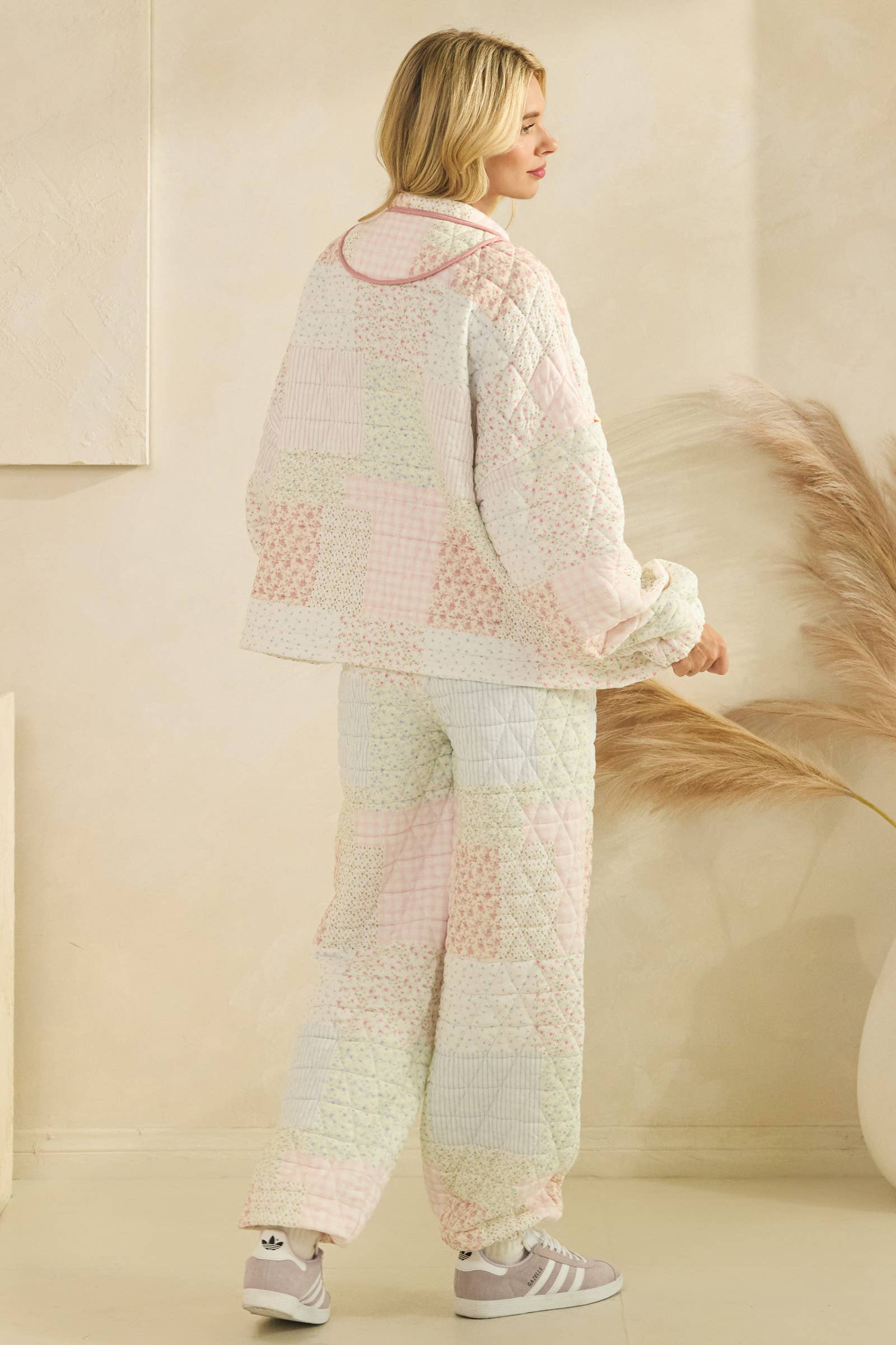 Floral Quilted Quarter Zip