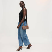 Brown Belted Top Handle Crossbody