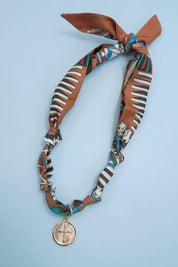 Circle Cross Handcrafted Scarf Interchangeable Charm Necklace