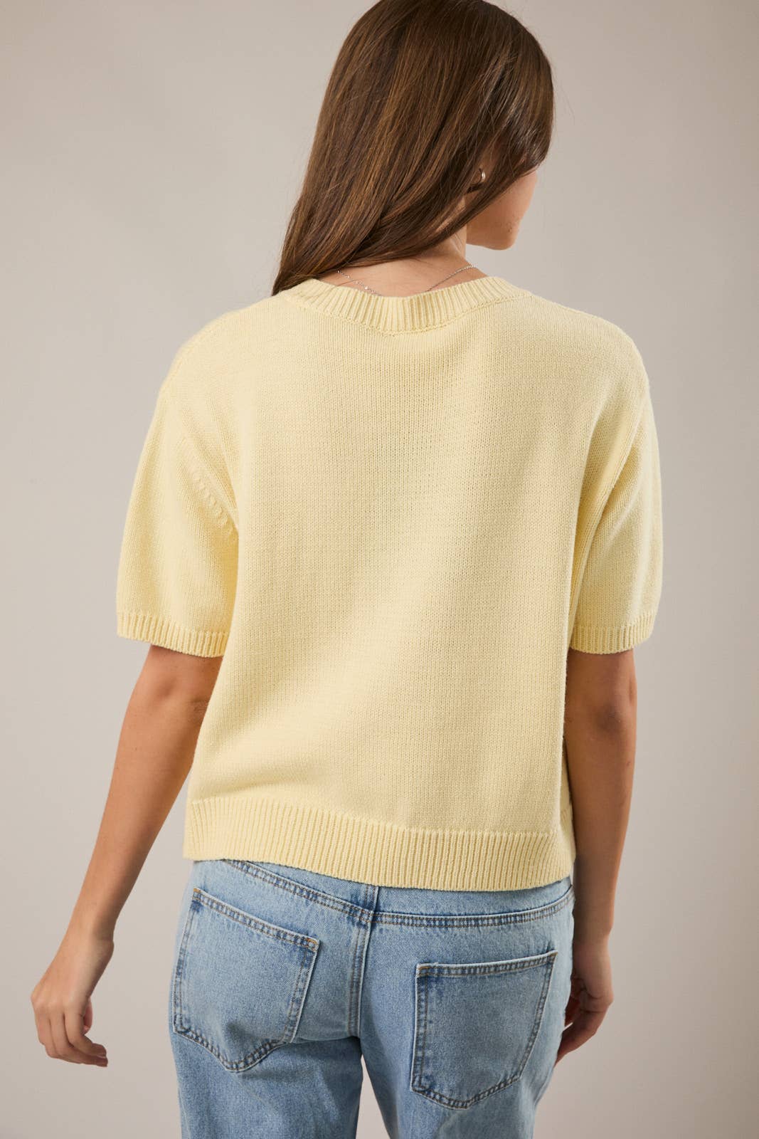 Yellow Short Sleeve Cardigan