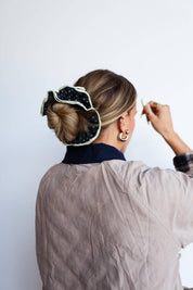 Black & Cream Polka Dot Corset Scrunchie