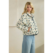 Printed Contrast Sherpa with Front Pockets