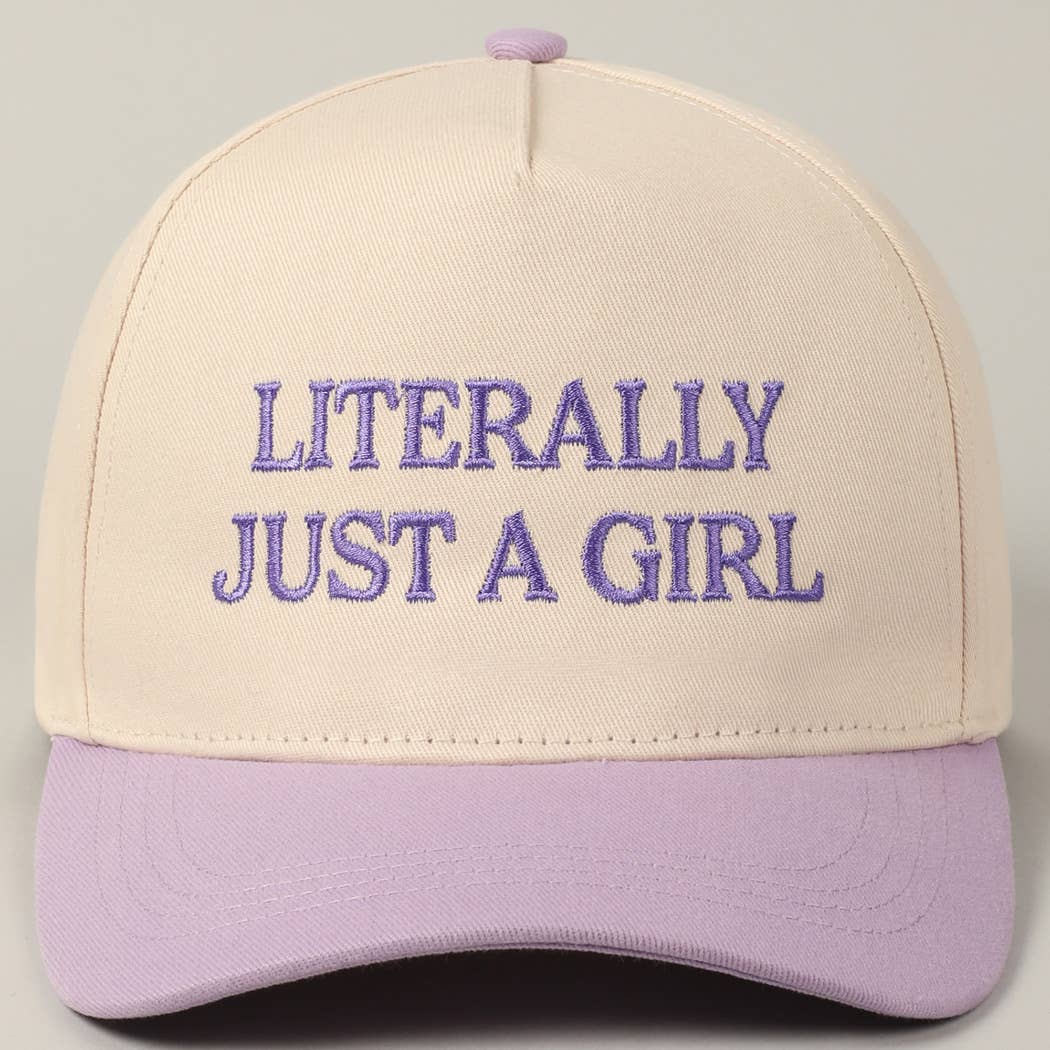 Literally Just A Girl Embroidery Two Tone Trucker Hat: FUCHSIA / ONE SIZE