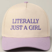 Literally Just A Girl Embroidery Two Tone Trucker Hat: FUCHSIA / ONE SIZE