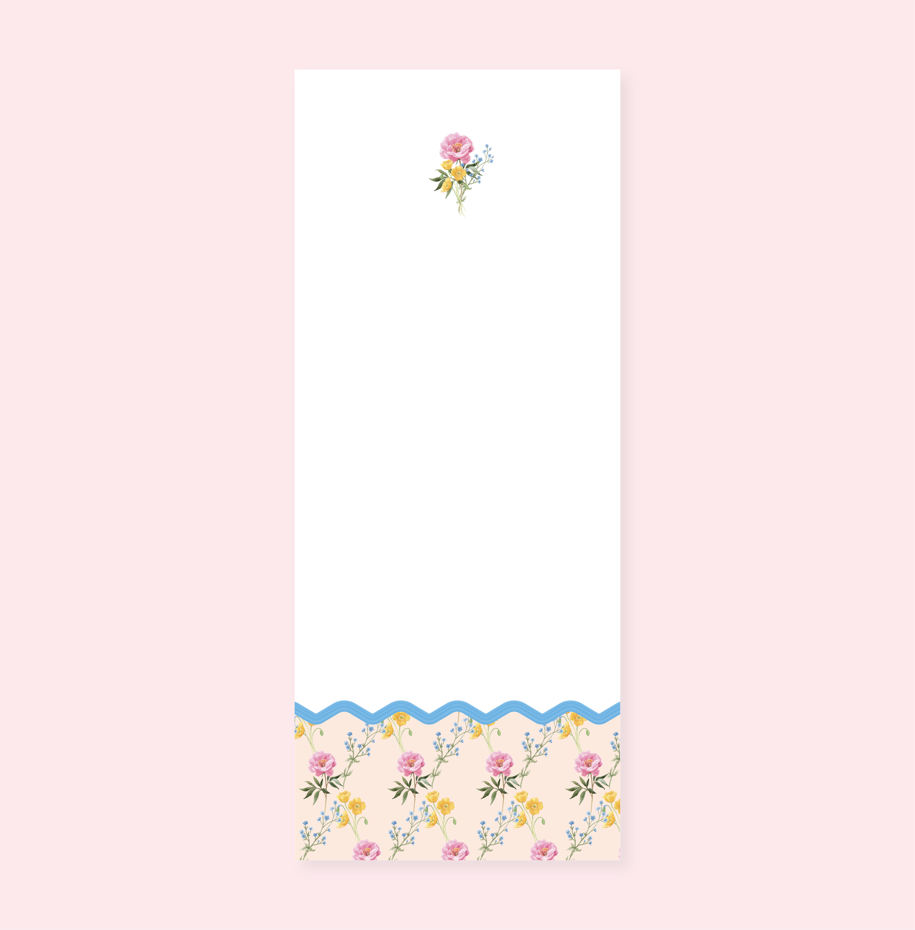 Watercolor Floral Ric Rac List Notepad