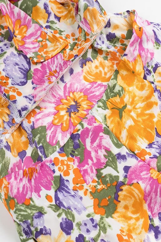 Floral Print Square Neck Mini Dress
