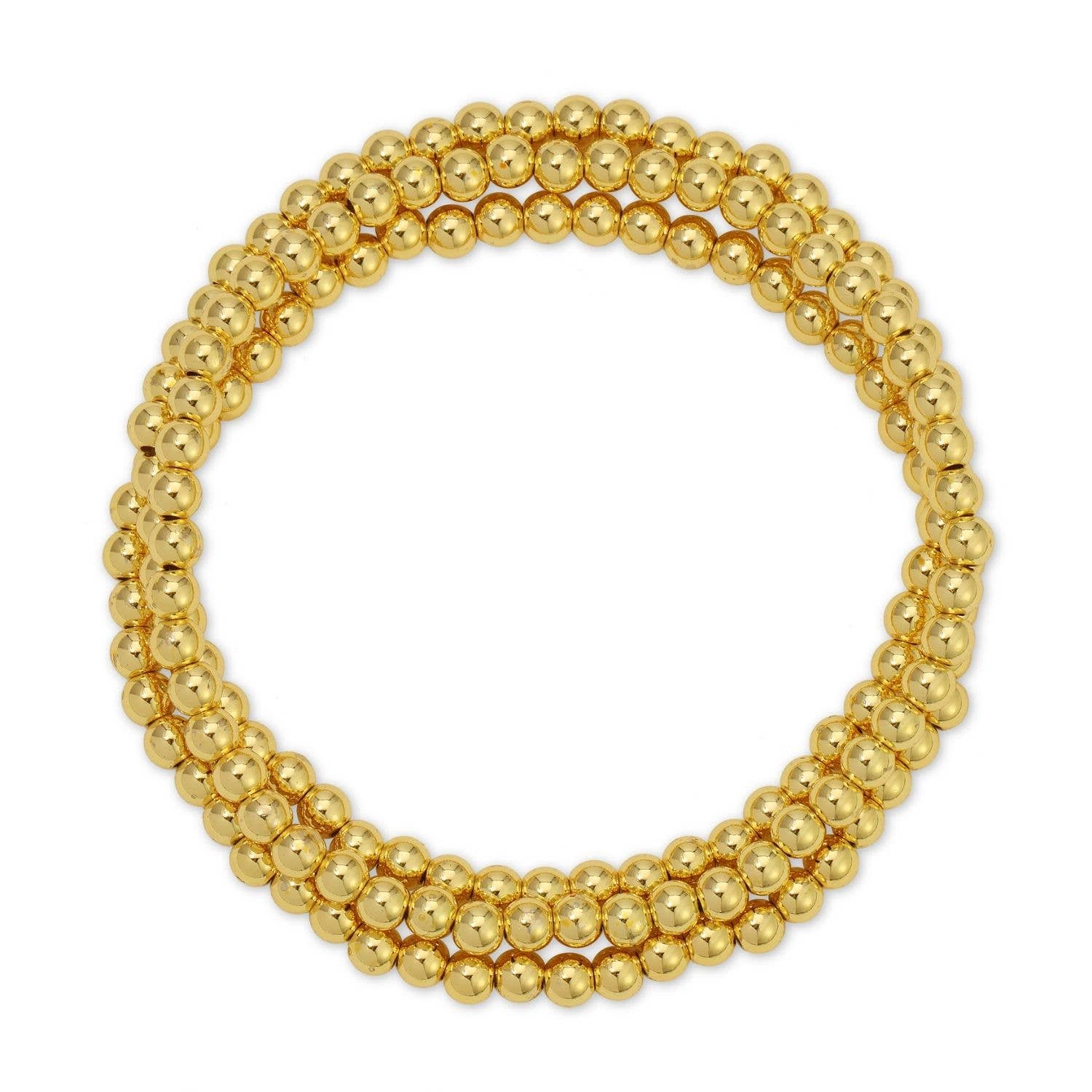 Classic Beaded Stretch Bracelets: Gold / 4mm