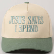 Green Jesus Saves I Spend Hat
