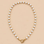 Gold Pearl Toggle Necklace