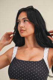 Polka Dot Scrunched Sports Bra
