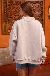 Gray Striped Jesus Patch Sweatshirt