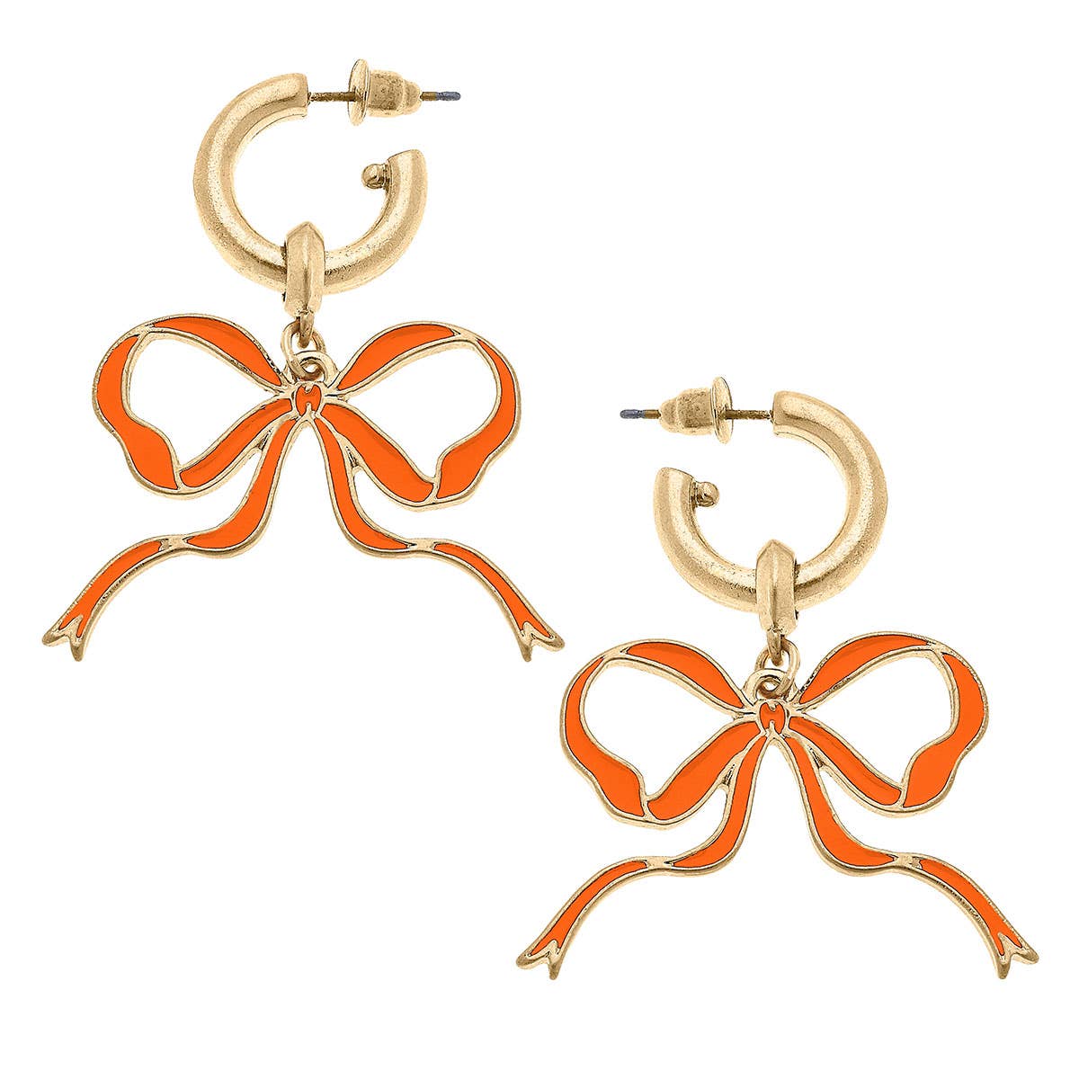 Veronica Game Day Bow Enamel Earrings