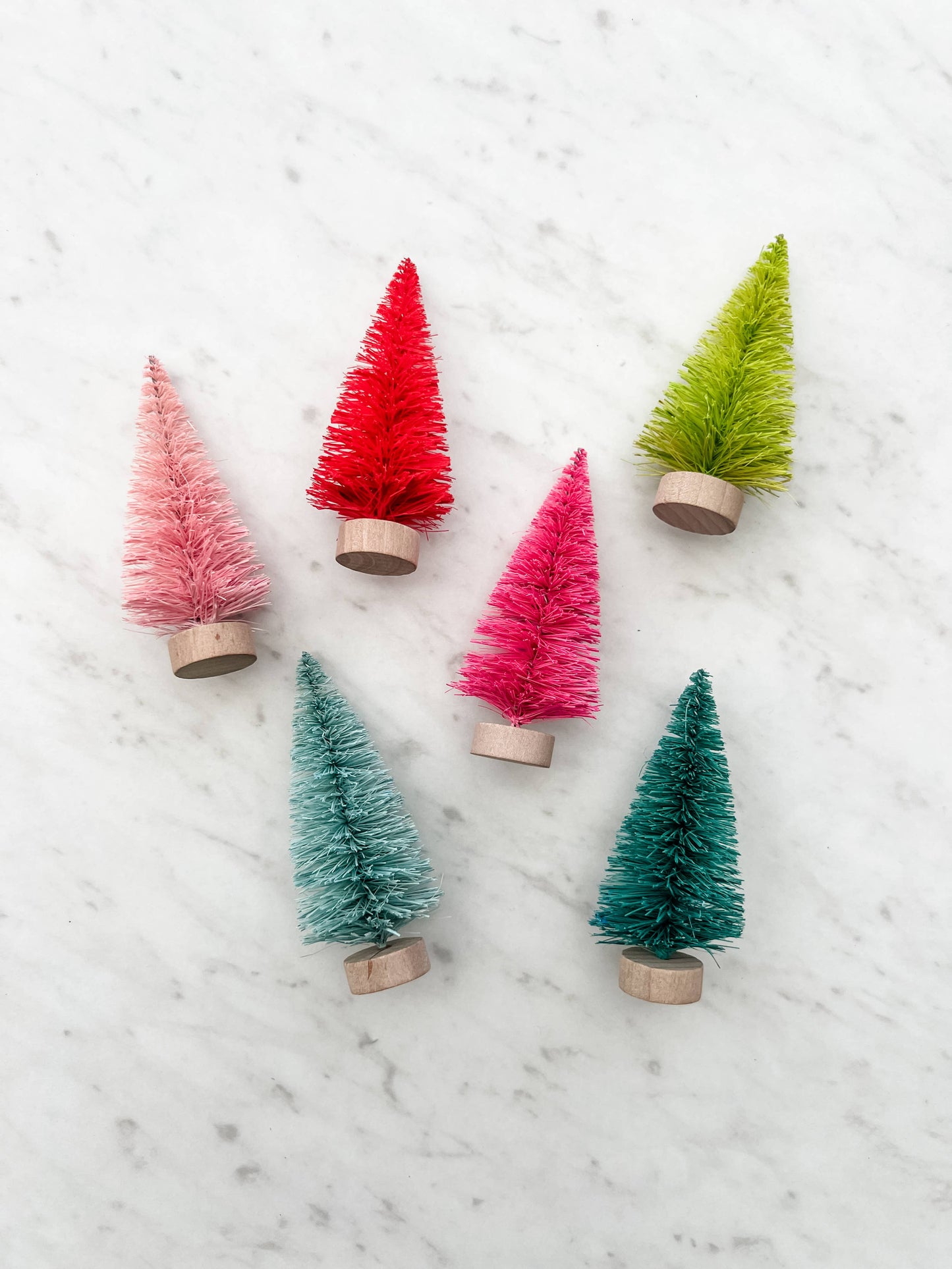 Colorful Bottle Brush Trees - Set of 6