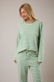 Green & Cream Long Sleeve Top & Pants Set